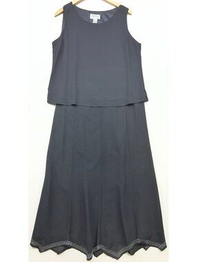 Tally Taylor Womens Formal Two-Piece Dress Set Beaded Hem Top Size 14 Black